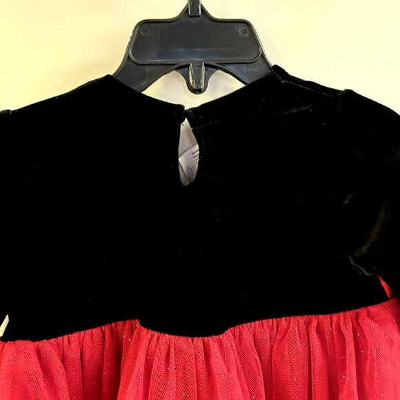 Iris & Ivy Black Velour With Red Tulle Holiday Dress Size 12 Months - Picture 6 of 6